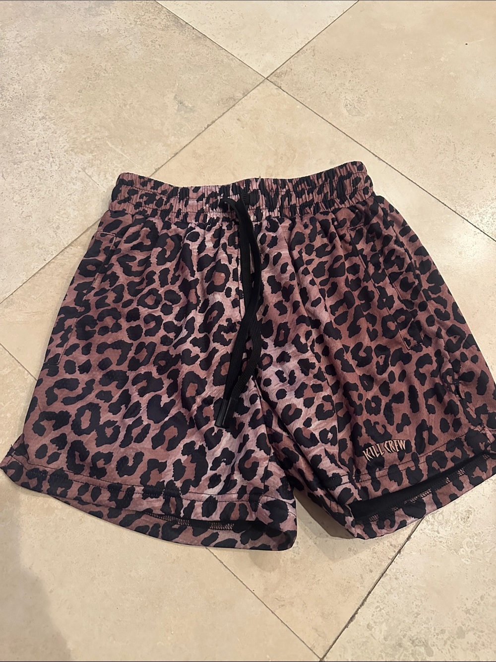 Kill Crew Leopard Print Athletic Shorts - Brown & Black